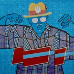 Box Guitar #2, 36x36, 2021, Acrylic on Canvas